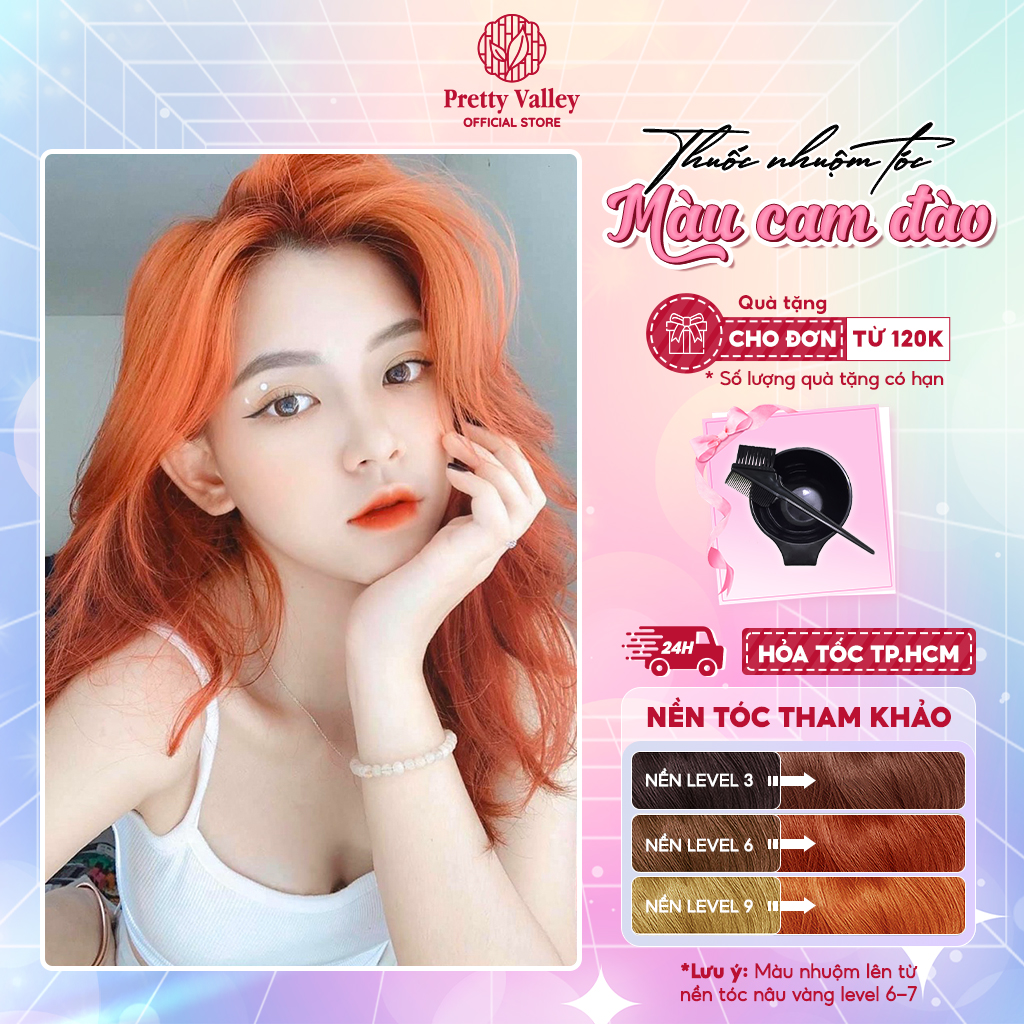 Thuốc nhuộm tóc, thuốc nhuộm màu CAM ĐÀO Molokai siêu dưỡng - Pretty Valley Hair