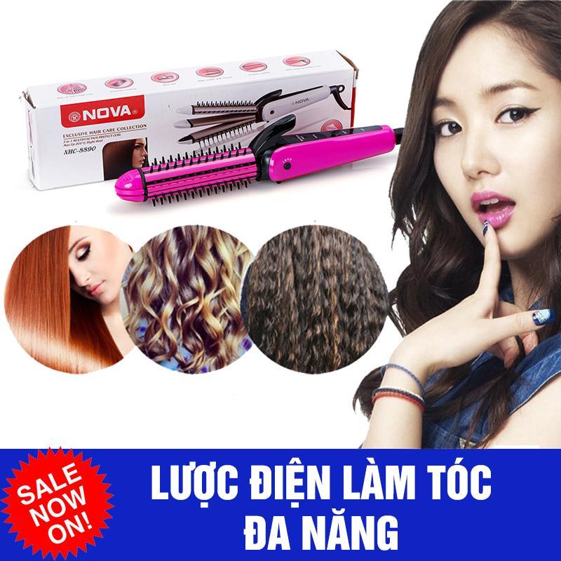 Máy duỗi tóc - máy bấm tóc - máy uốn tóc xù tạo kiểu tóc 3 chức năng cao cấp : duỗi, uốn, bấm tạo kiểu tóc - 3 chức năng trong 1 - bảo hành 12 tháng