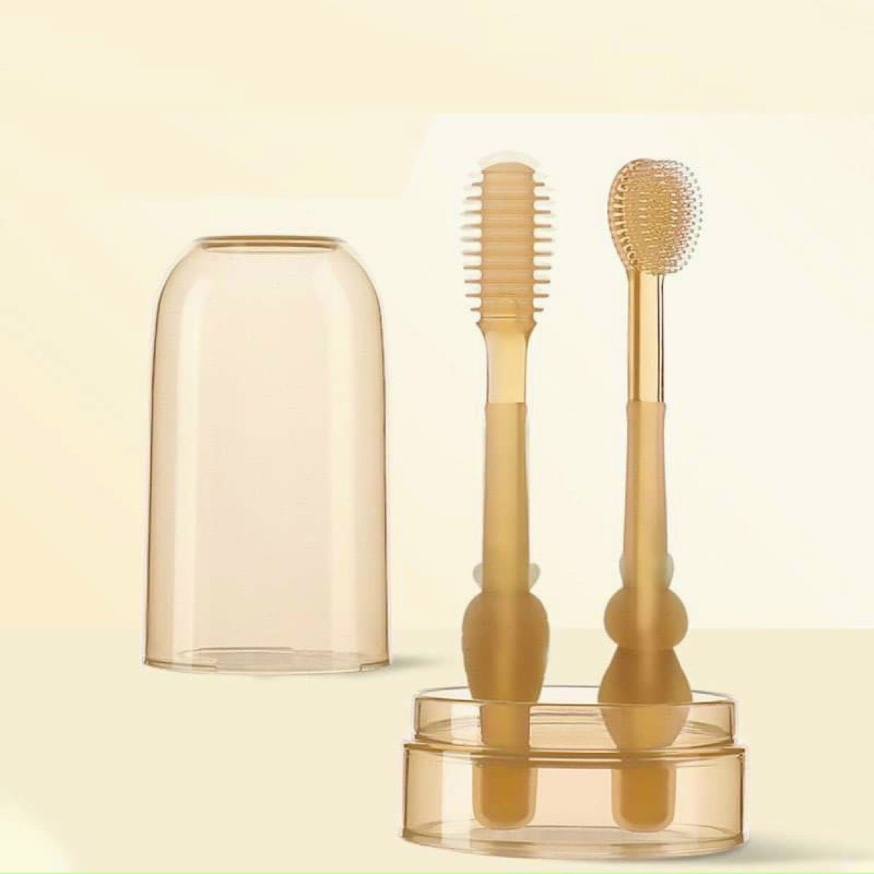 Bộ Rơ Lưỡi Silicon Bàn Chải Đánh Răng Silicon Chống Tưa Lưỡi Nấm Lưỡi Rưa Lưỡi Mềm Mại Cho Bé Từ 0-18 Tháng