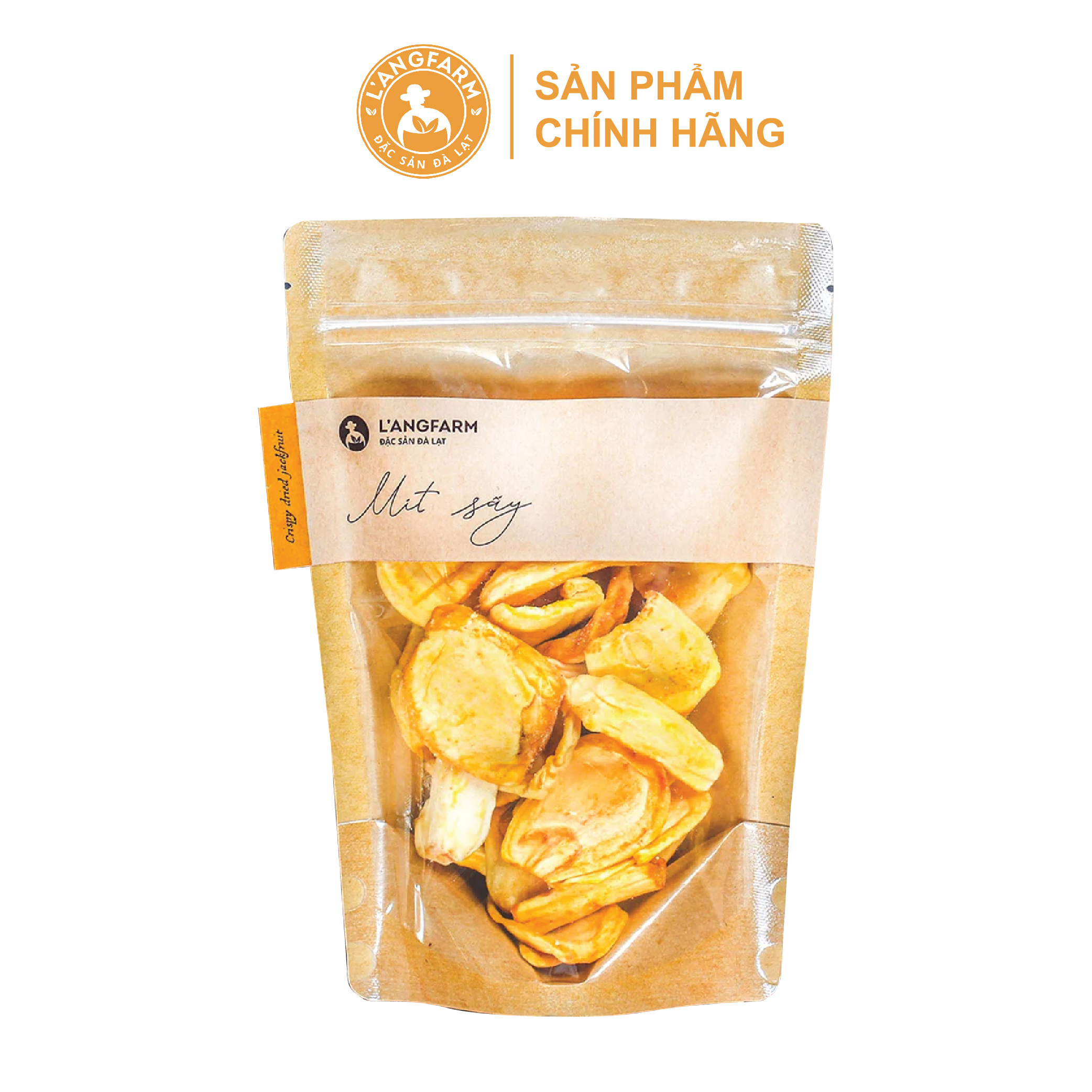 L'angfarm Mít sấy, 80g, bịch, mẫu kraft 1 mặt trong, Đặc sản Đà Lạt