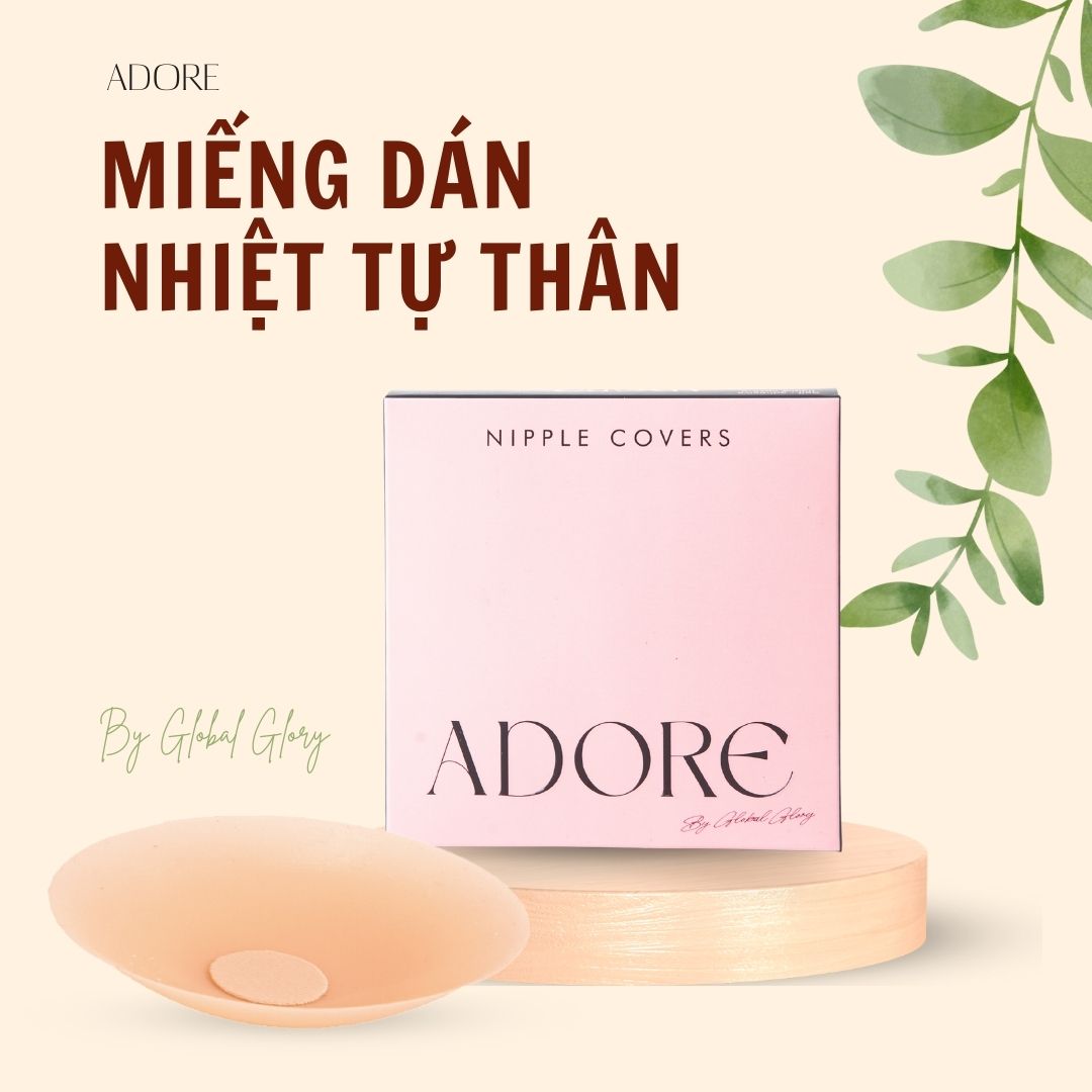 Miếng Dán Ngực Silicon ADORE NHIỆT TỰ THÂN KHÔNG KEO, miếng dán ngực tàng hình, dán ngực hình tròn mềm mỏng siêu dính không lộ viền chống nước