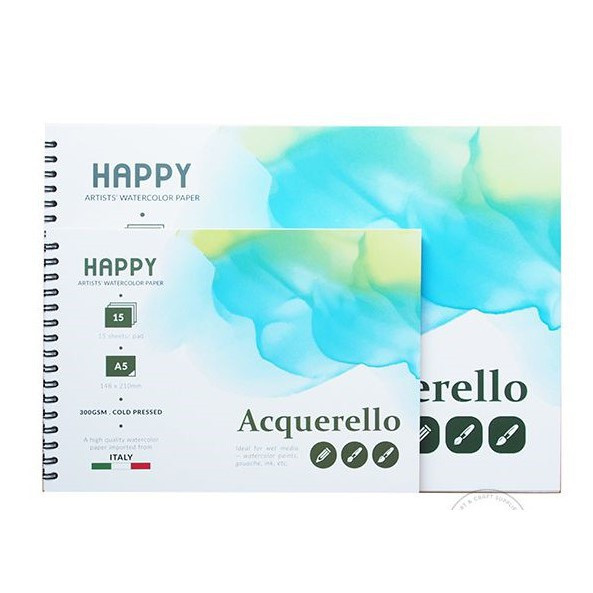 Sổ vẽ màu nước happy 300gsm 15 tờ