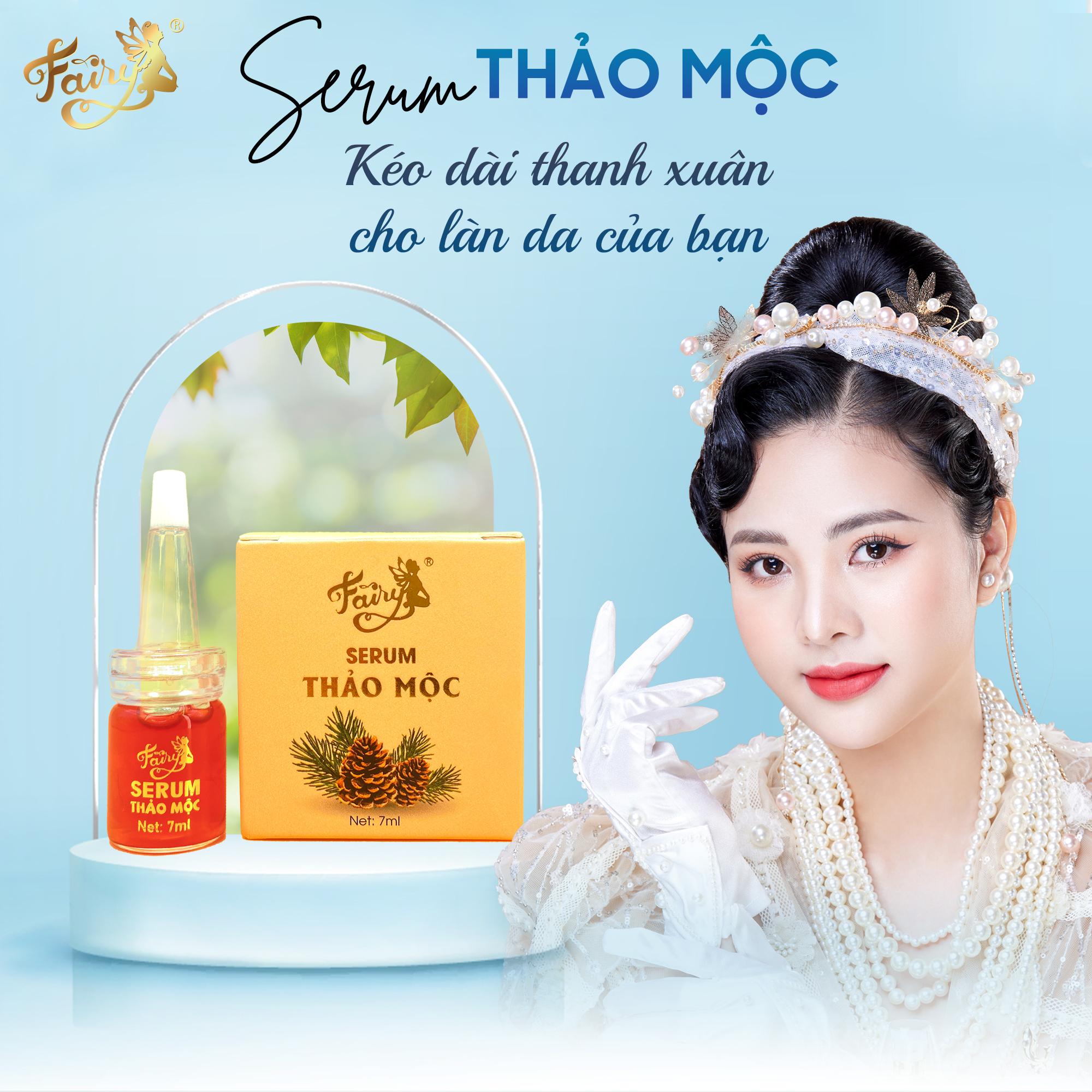 Tinh chất serum thảo mộc ngừa nám fairy mini 7ml chiết xuất từ thông đỏ làm sáng da hiệu quả