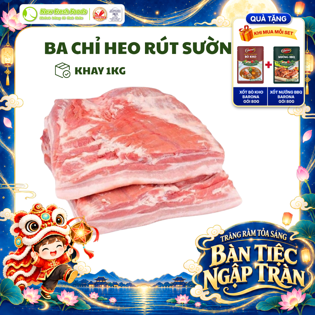 [HỎA TỐC HCM] Ba chỉ heo rút sườn nguyên tảng - Túi 1 Kg