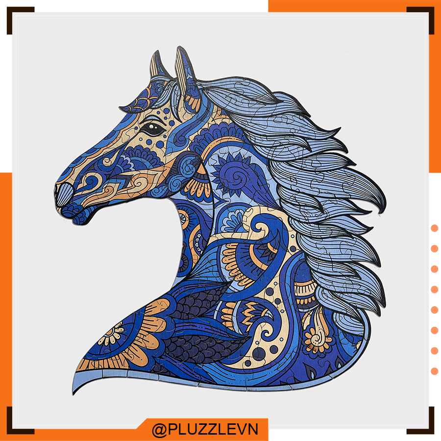 Pluzzle bộ xếp hình gỗ đồ chơi puzzle ghép hình con vật độc đáo - con ngựa – pz045