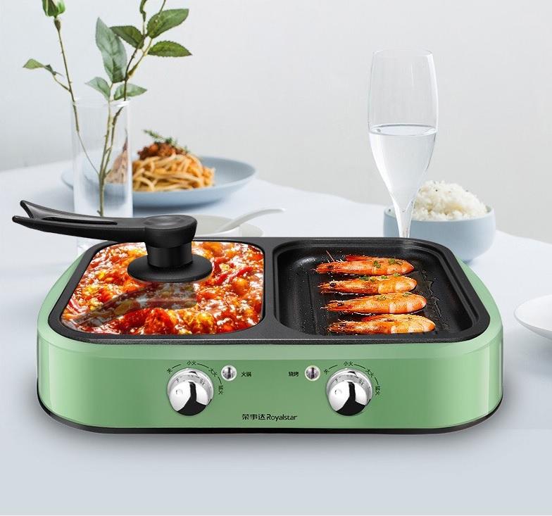 (Mới) Nồi điện mini 2 ngăn chiên nấu Royal Star SK130A có điều chỉnh nhiệt độ tiện ích thông minh (ảnh thật cuối hình)