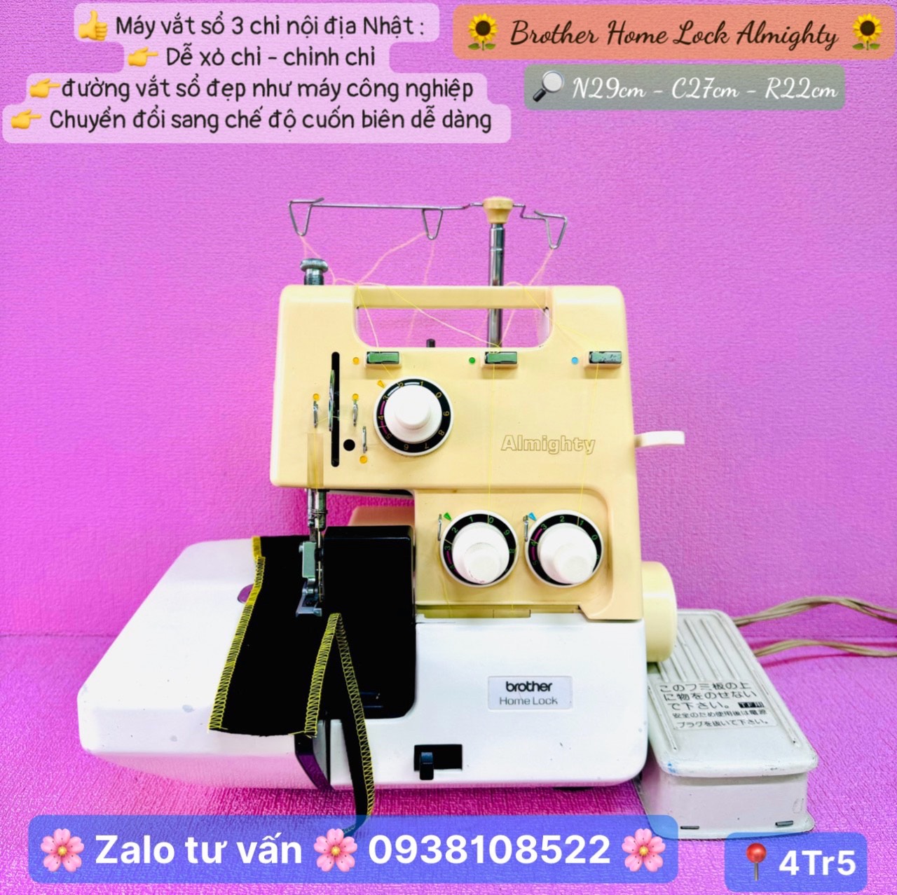 Máy vắt sổ + cuốn lai dòng gia đình nhỏ gọn hàng nhật bản