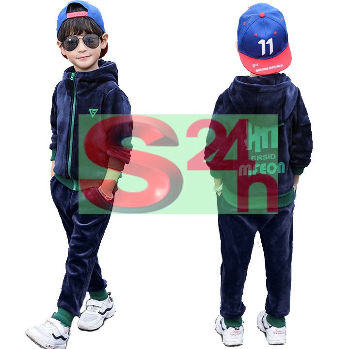 Set Bộ quần áo nhung giữ ấm trẻ em TE03