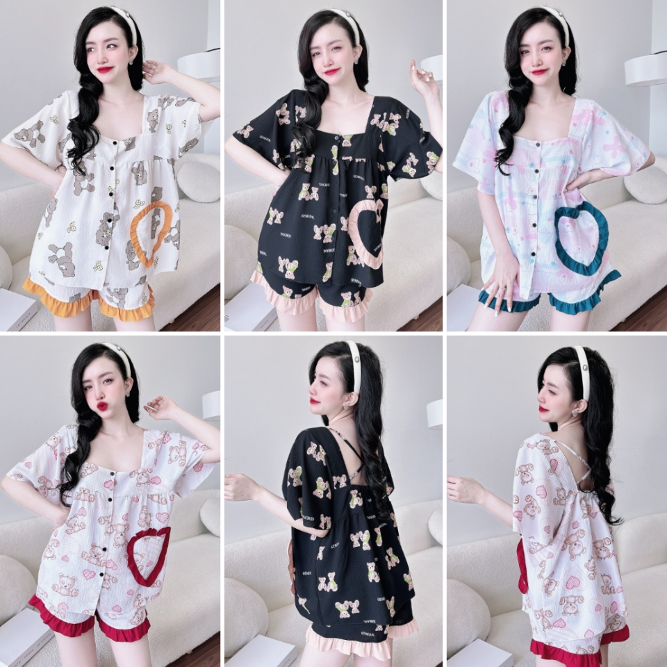 Đồ bộ đùi đũi xốp bigsize 50-100kg đồ ngủ pijama đùi tiểu thư lụa nhật