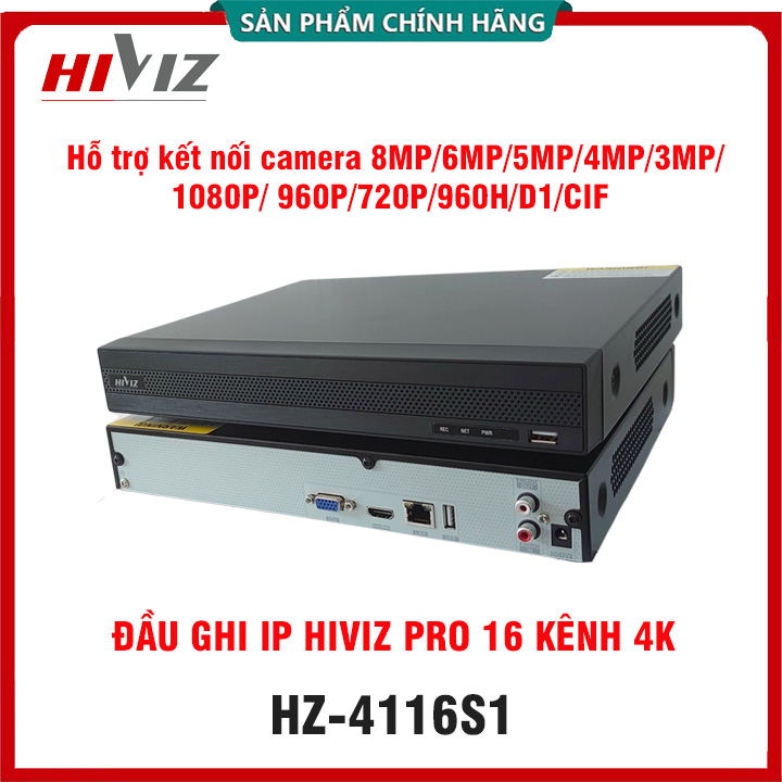 Đầu ghi Hình IP Hiviz Pro 4 kênh, 8 kênh, 16 kênh, Hỗ trợ mọi camera ip tới 6MP với chuẩn onvif 2.8 - Bảo hành 1 đổi 1
