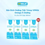[6 lốc 180ml] Sữa Dinh Dưỡng Tiệt Trùng VPMilk Omega ÍT ĐƯỜNG dạng hộp 180ml cho bé trên 1 tuổi (4 hộp x 6)