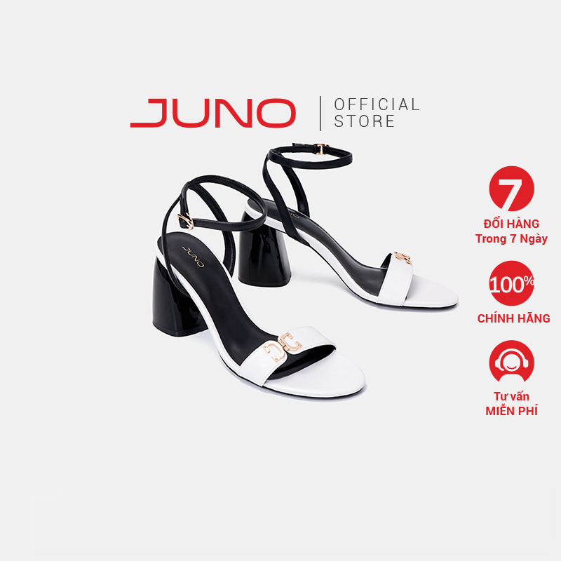 Giày sandal nữ 9cm thời trang juno quai ngang khoá trang trí sd09114