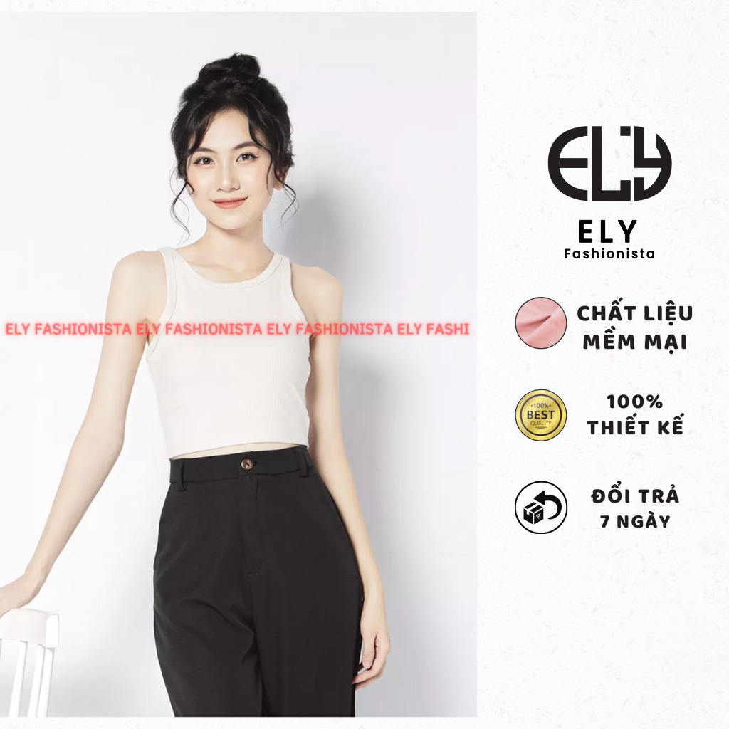 Áo croptop nữ 3 lỗ ôm body sát nách ELY206, Áo 3 lỗ nữ cộc tay ôm body sát nách
