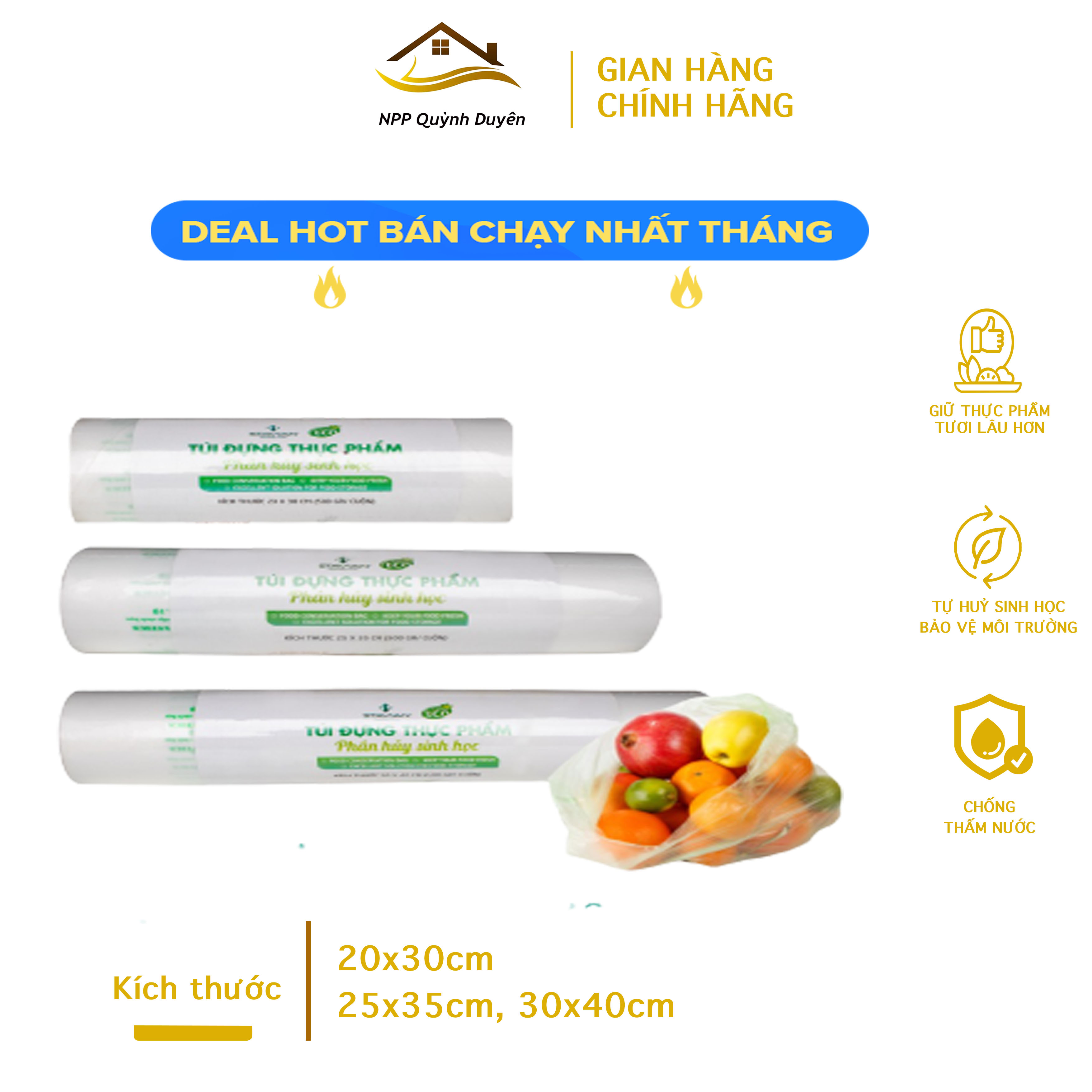 [MUA 1 TẶNG 1] Túi đựng thực phẩm GREENECO dai KT 20*30*500gram/cuộn Tặng hộp găng tay sinh học làm bếp an toàn