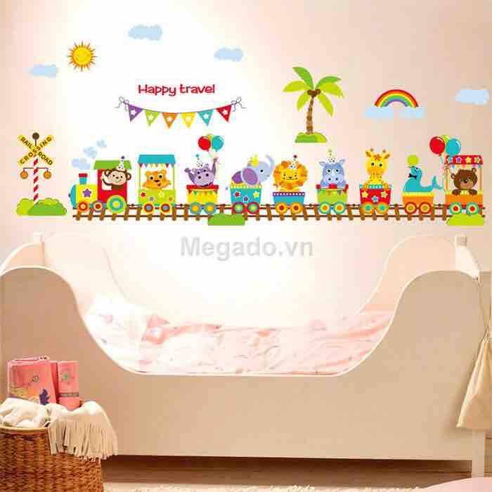Decal tranh dán tường đoàn tàu cho bé