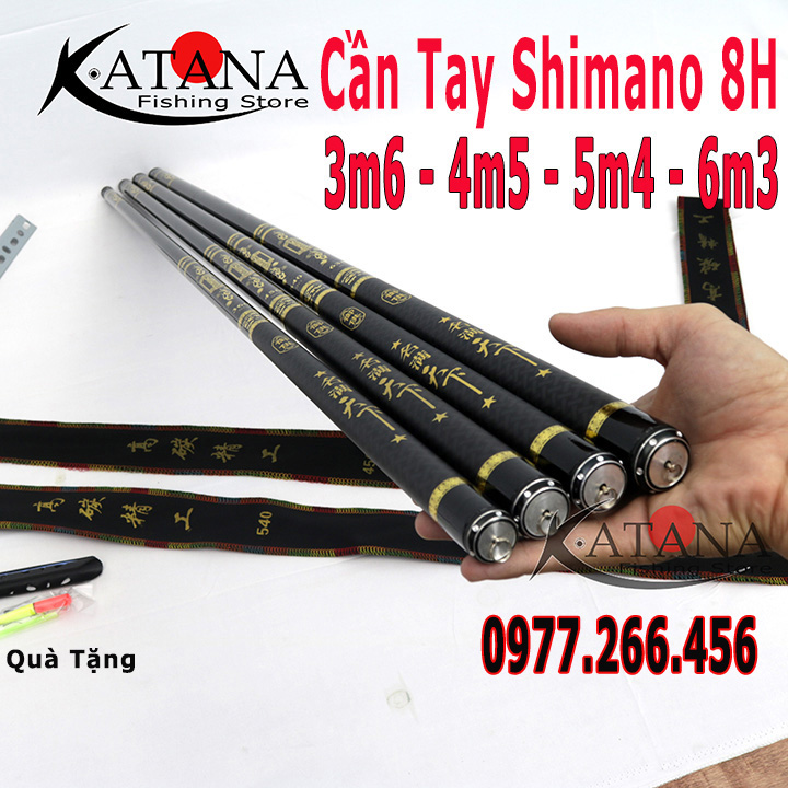 Cần câu tay câu đơn shimano 8H đủ chiều dài 3m6 4m5 5m4 6m3