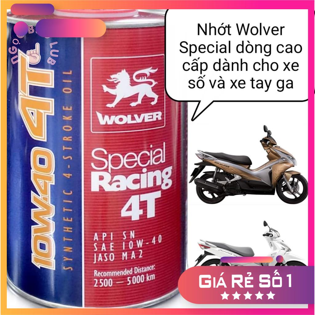 [Chính hãng] Nhớt Wolver  4T tổng hợp 10W40 lon 800MLvà 1L, nhớt xe máy/xe côn tay Wolver  10W40 800ML tổng hợp 100% giá rẻ có bán chai chiết Iẻ nếu cần!