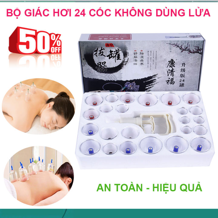 Bộ Dụng Cụ Giác Hơi Hàn Quốc, Bộ Giác Hơi Không Dùng Lửa ( 24 Phụ Kiện ) Cao Cấp, Giúp Giải Độc Tố Trong Cơ Thể Lưu Thông Tuần Hoàn Máu. An Toàn Dễ Sử Dụng