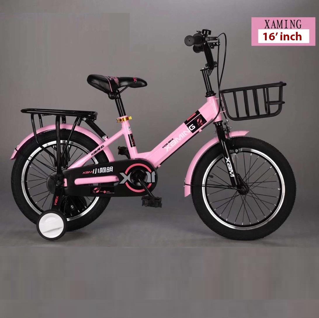 Xe đạp trẻ em Size 16/18 inch dành cho bé trai và bé gái từ 4-10 tuổi (có giỏ,gác baga và bánh phụ)