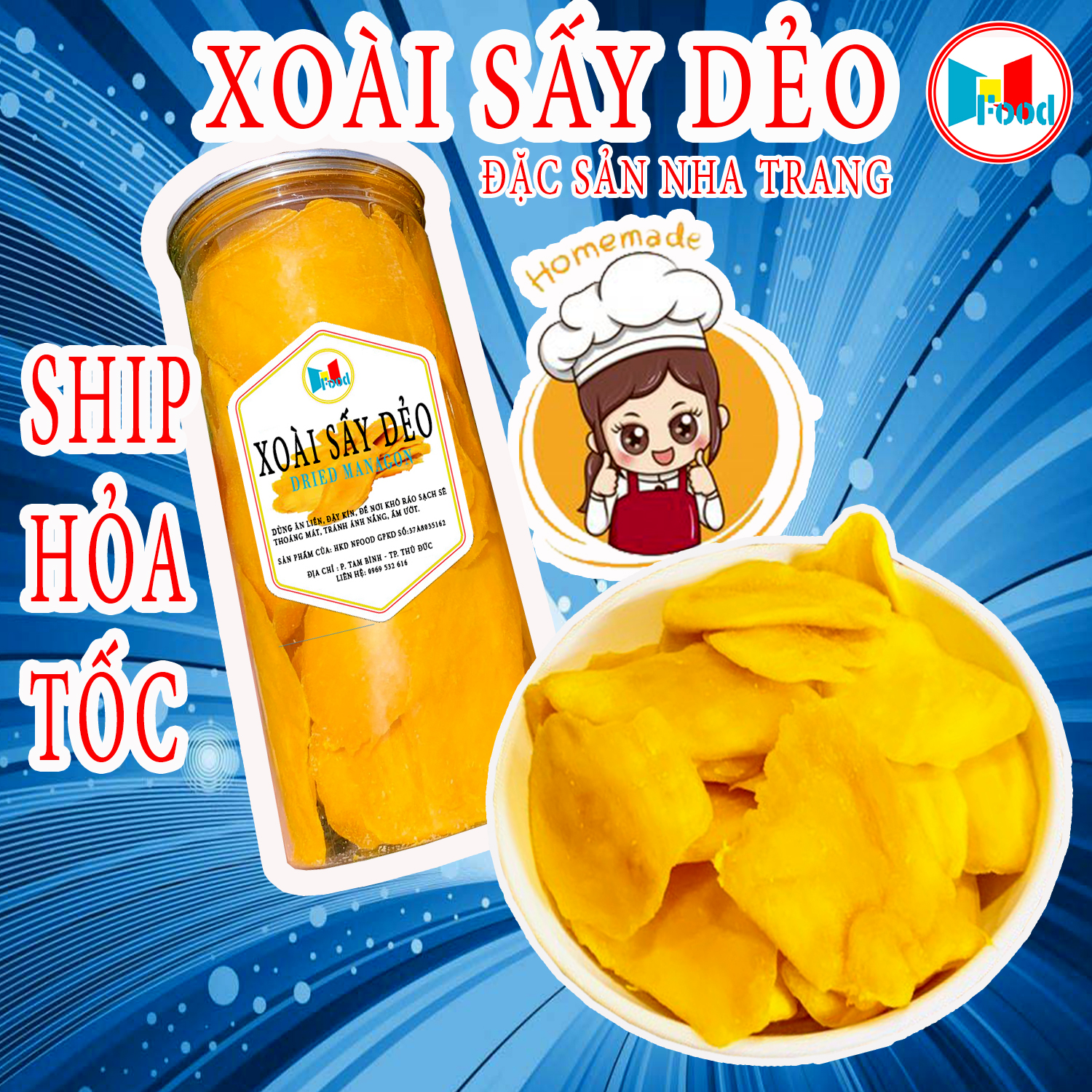 Xoài sấy dẻo lon 500gram - đặc sản nha trang