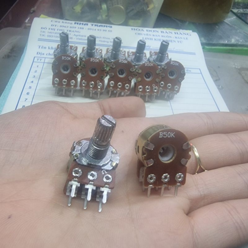 Chiết áp cho âm ly loại 50k kép bi - combo 10 chiếc