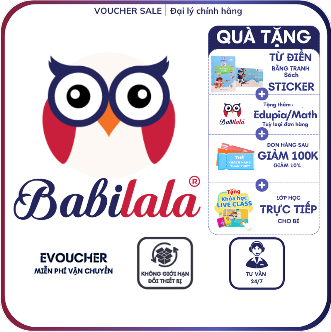 Evoucher - Babilala Tiếng Anh chất lượng cao cho trẻ 3-8 tuổi (1năm, Trọn đời)