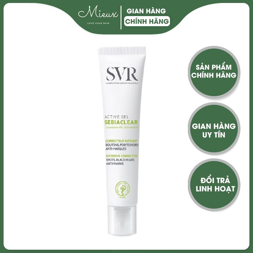 Kem dưỡng trắng da mặt svr Sebiaclear Active 40ml dành cho da dầu mụn, giúp hỗ trợ về chống vết thâm cho các đốm và mụn đầu đen - Mieux