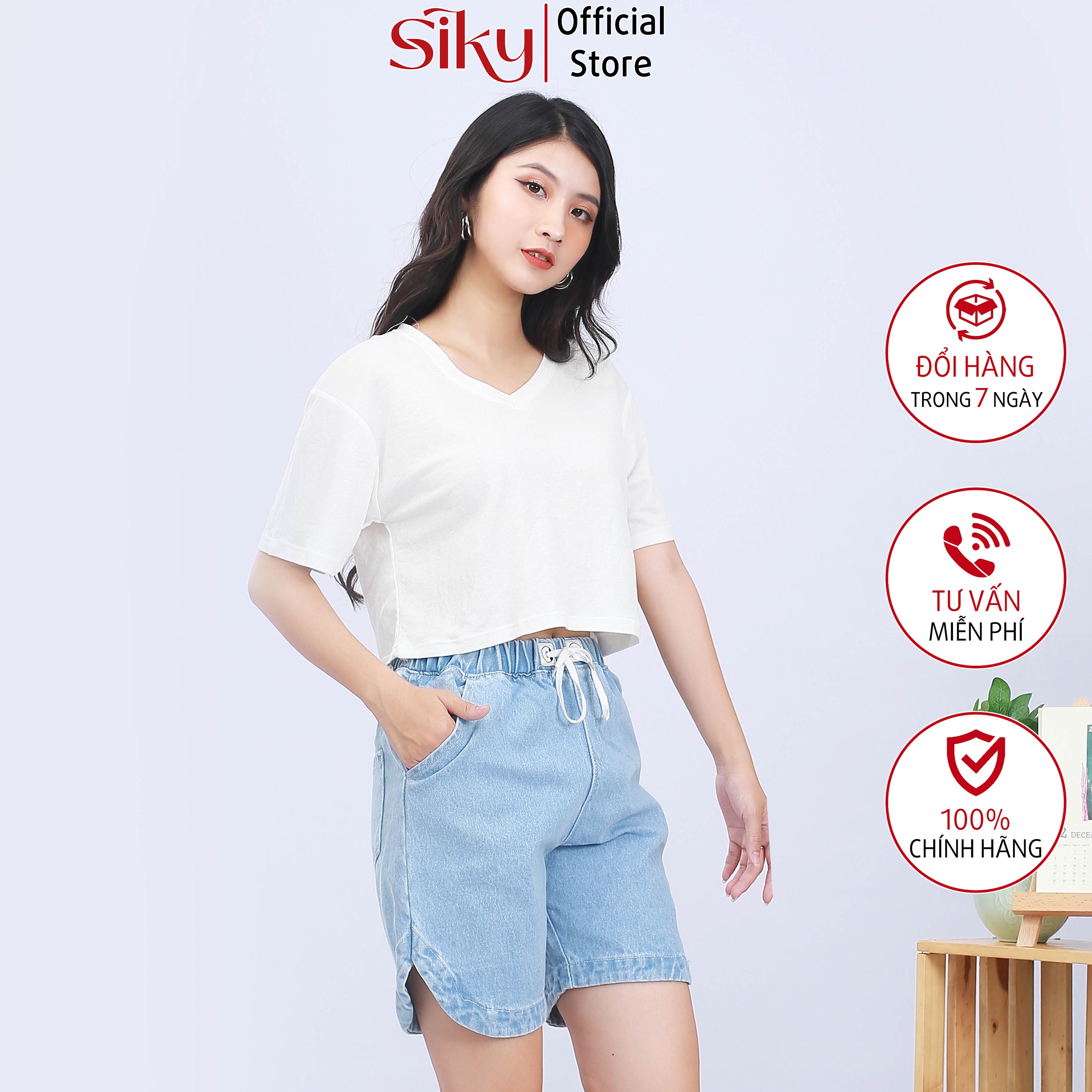 Áo croptop nữ SIKY form rộng cổ tim - CR02
