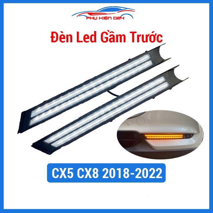 Đèn led gầm cản trước ô tô Mazda CX5 CX8 2018 2019 2020 2021 2022 chuẩn form, độ led chiếu sáng, trang trí xe hơi