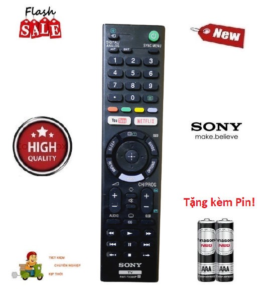 Remote Điều khiển Tivi Sony RMT-TX300P- Hàng loại 1 chất lượng cao Made in malaysia & Tặng kèm pin