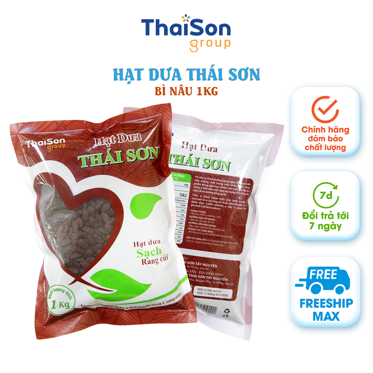 1KG Hạt dưa sạch Thái Sơn rang củi không nhuộm màu thơm ngon đặc biệt loại bì nâu HDN - Hạt Dưa Thái Sơn Gia Lai