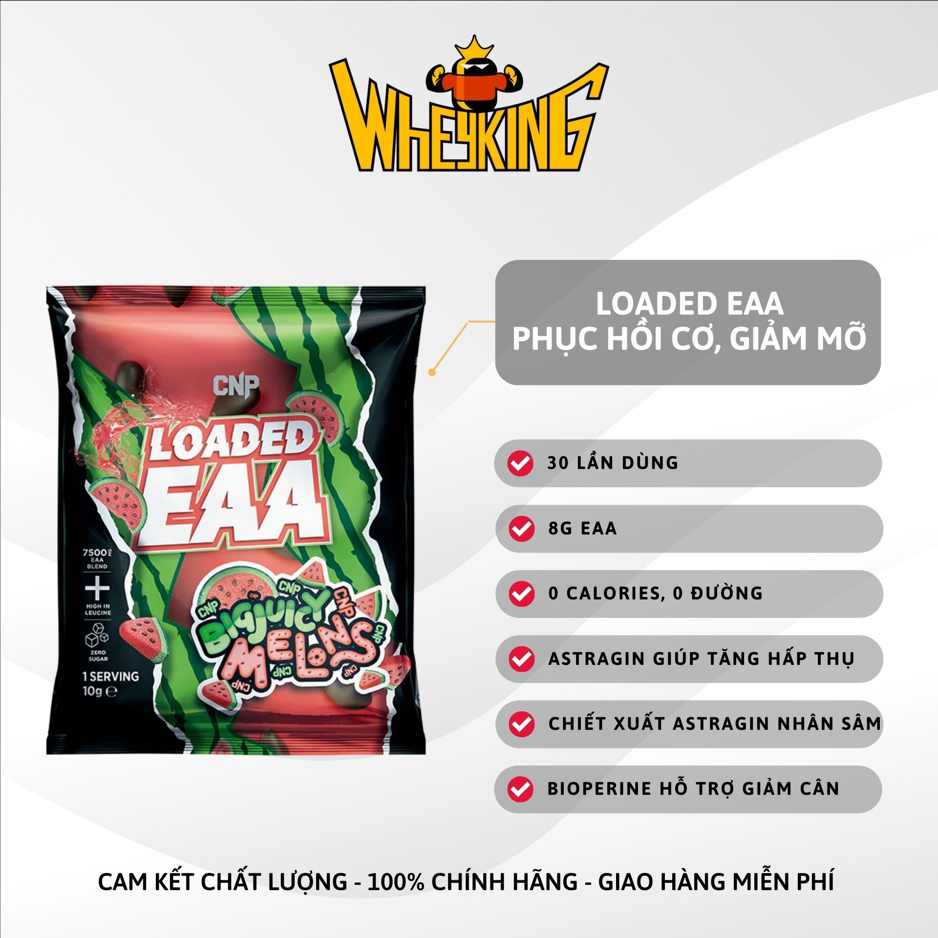 Gói dùng thử 1 lần dùng whey protein, pre workout, EAA