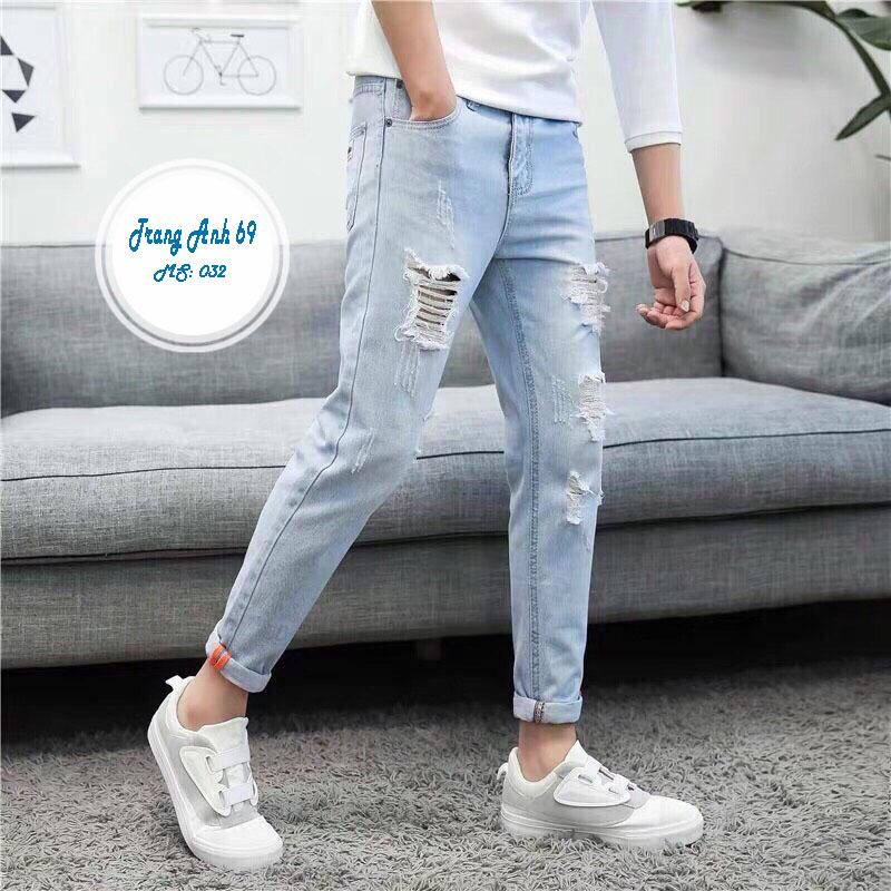 [HCM]quần jean nam phối wash rách xước sành điệu