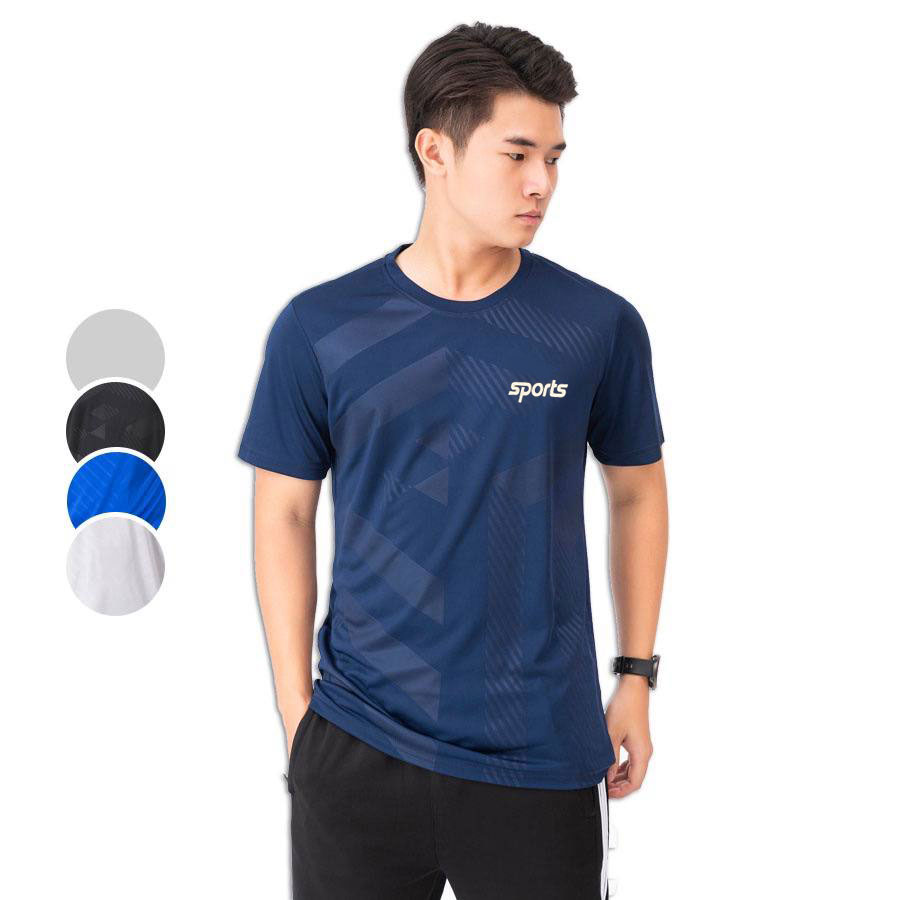 Áo thun nam thể thao, chất thun lạnh co giãn, mặc mùa hè thoáng mát, ép vân, phom 45-78kg