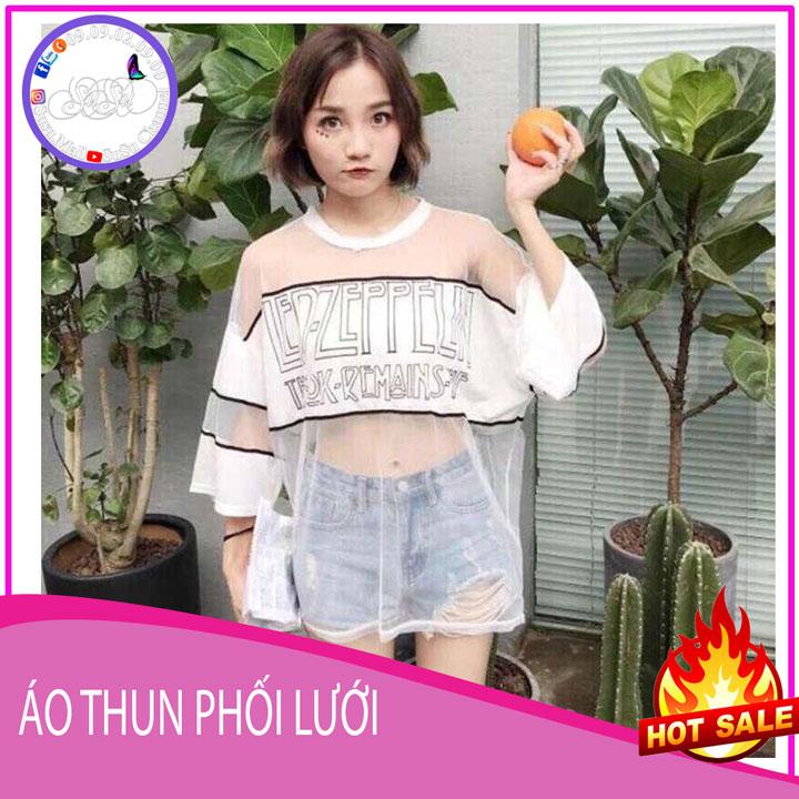 [HCM]Áo thun nữ form rộng tay lỡ kiểu phối lưới có 2 màu trắng đen dành cho các bạn nữ tuổi teen | áo thun nữ tay lỡ