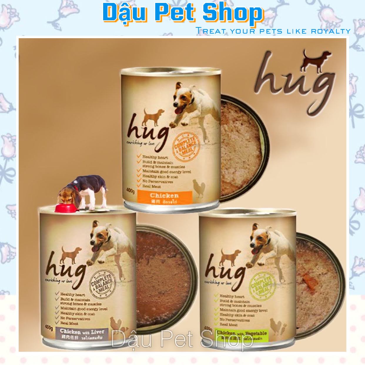 [HCM]Pate Hug cho chó đủ vị - thức ăn cho chó lon 400g cam kết hàng đúng mô tả chất lượng đảm bảo an toàn cho thú cưng sử dụng
