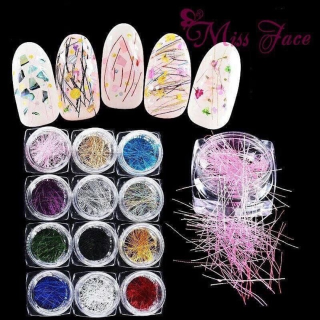 sét Nhũ sơi tóc 12 màu trang trí chăm sóc móng làm nail theo phong cách Hàn Quốc nailart