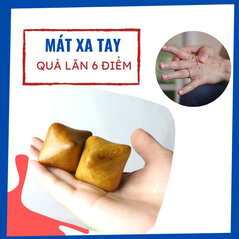 1 cặp Bi lăn tay gỗ 6 cạnh - Dụng cụ massage giảm thiểu chứng run tay, cứng tay sau tai biến. Điều hoà hệ bài tiết, giảm việc xuất mồ hôi tay do rối loạn thần kinh thực vật. (1 cặp)
