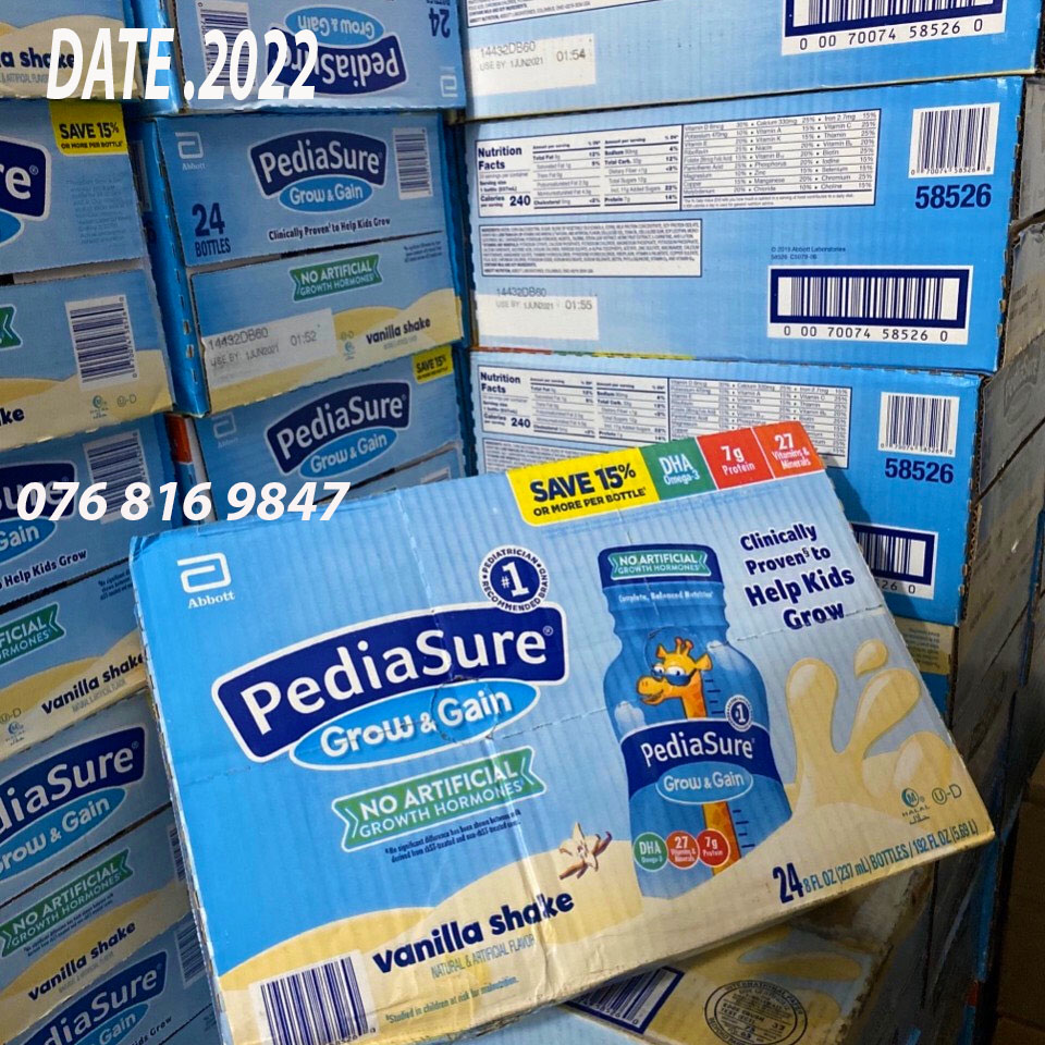 THÙNG 24 CHAI SỮA NƯỚC PEDIASURE GROW AND GAIN HƯƠNG VANI