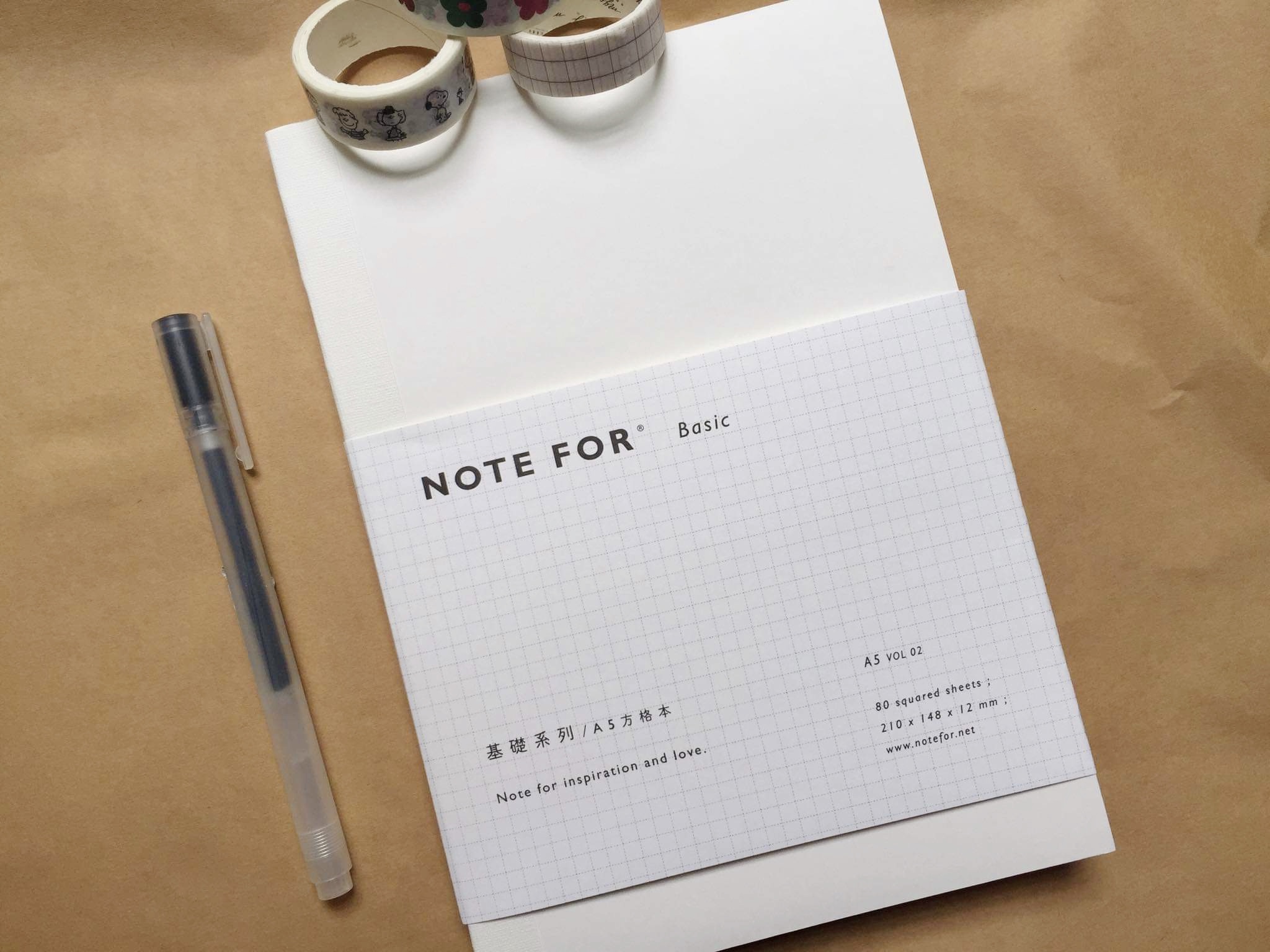 Sổ Note For Basic Bìa Trắng Giấy Grid Ô Vuông A5 Giấy Dày 100gsm - Sổ Làm Bullet Journal
