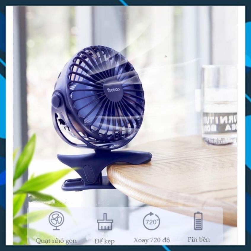 [Lấy mã miễn phí vận chuyển] Quạt tích điện yoobao F04 6400mAh,kẹp xe đẩy,để bàn dùng liên tục 32h. Bảo hành 12 tháng