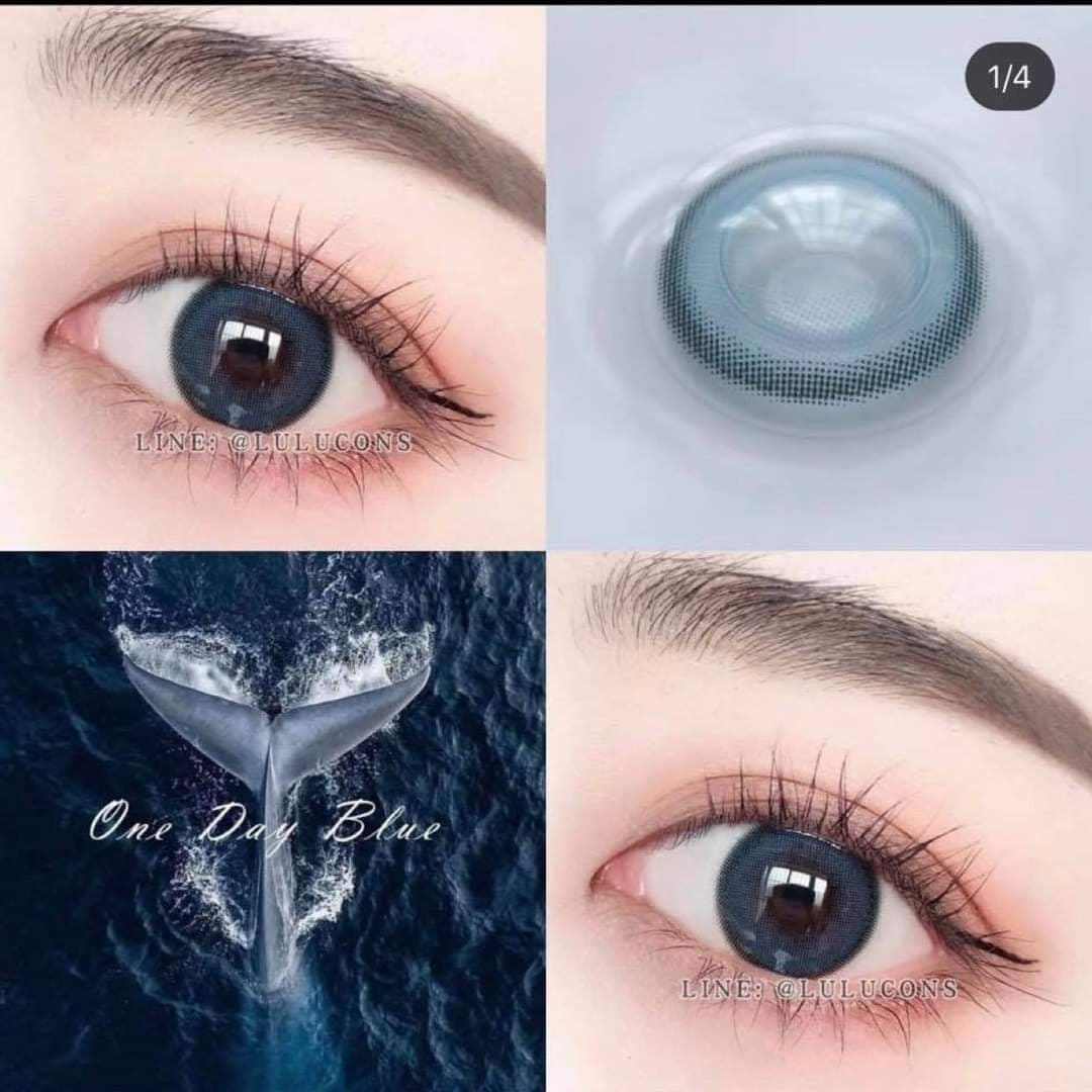 [Hoàn tiền 20%] Lens - Kính áp tròng Xanh Blue sử dụng 1 năm tặng kèm khay đơn bé chưa có dụng cụ đeo