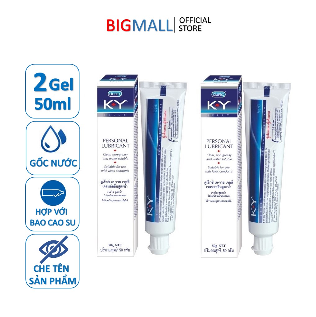 Freeship combo 2 chai gel bôi trơn k-y jelly 50g thái lan