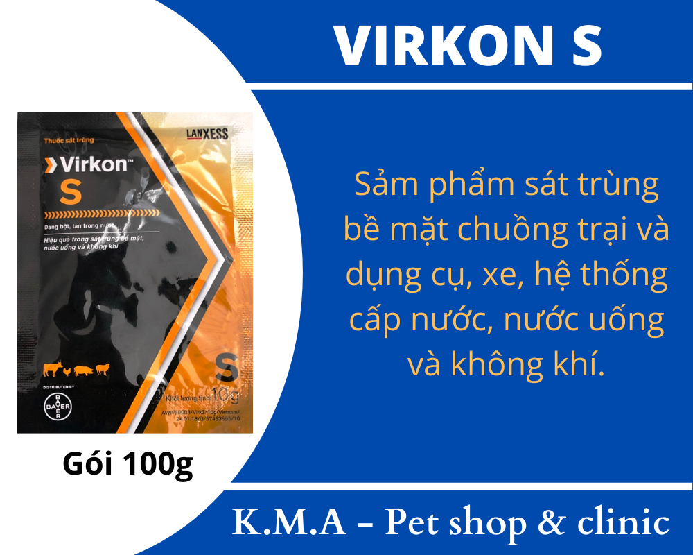 VIRKON S 100G - Sát khuẩn chuồng trại, nhà cửa, Diệt hầu hết các loài vi khuẩn, virus, an toàn hiệu quả cao, mùi thơm dễ chịu, sản phẩm của công ty Bayer - Đức