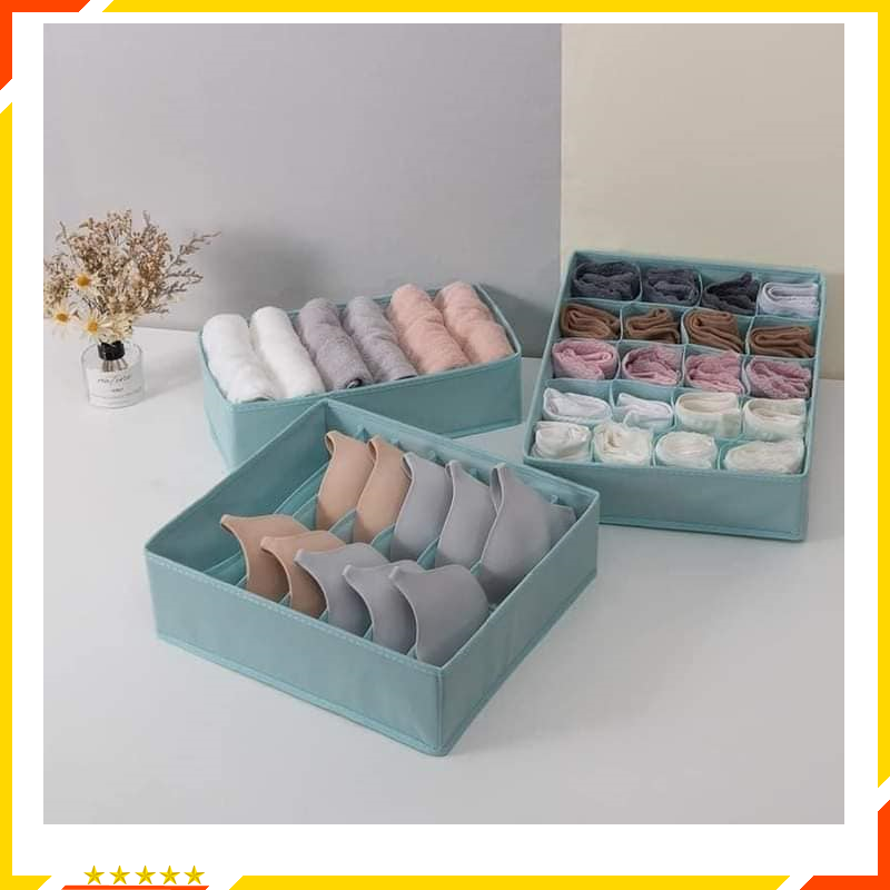 Xả Kho Set 3 Hộp vải đựng đồ Freeship Hộp đựng quần áo – Hộp đựng đồ lót có chia ngăn – Khay đựng đồ lót Hàng loại 1 dày đẹp