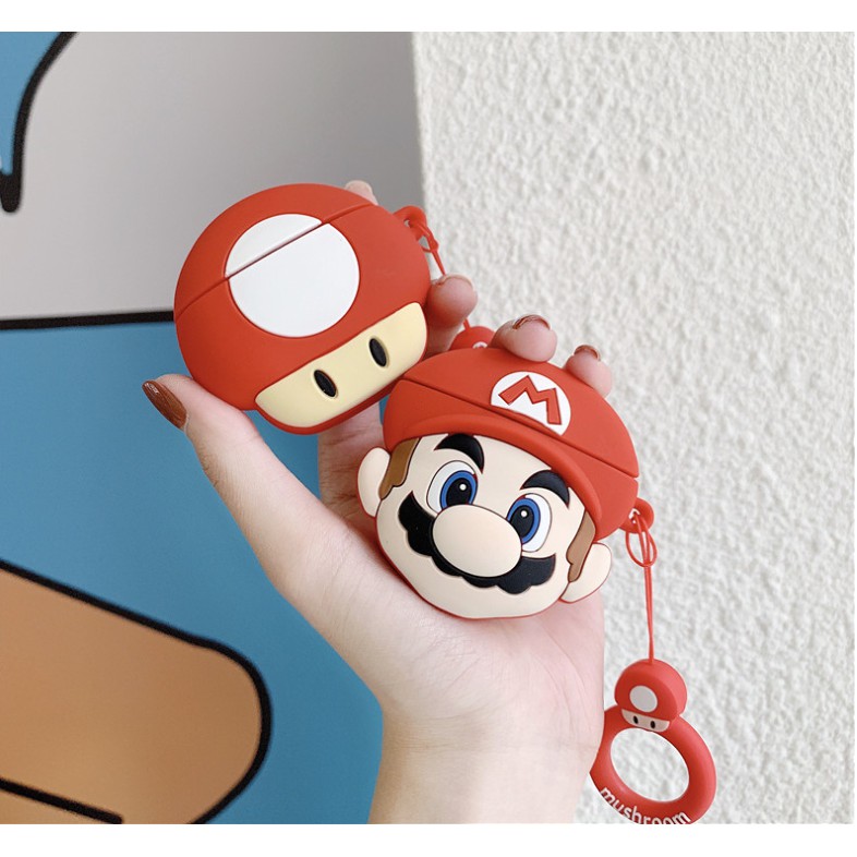 ☘️Tặng kèm móc treo☘️Case Airpod 1 2- Vỏ bao bọc Mario Cover đựng tai nghe không dây Airpods game Super Mario Bros