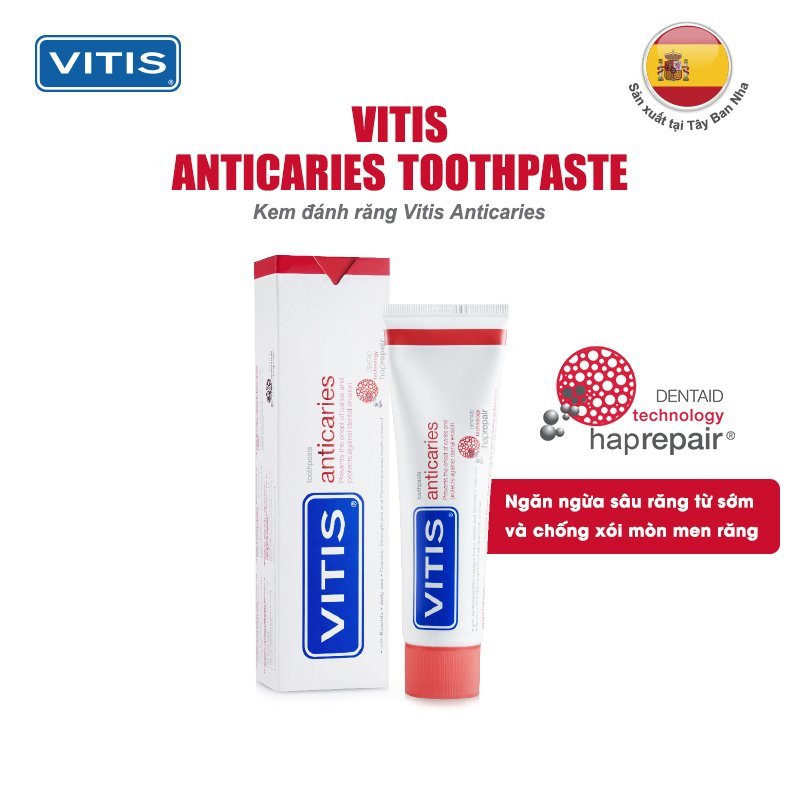 Kem đánh răng ngăn ngừa sâu răng và chống xói mòn men răng Vitis Anticaries Toothpaste 100ml | Oralmart