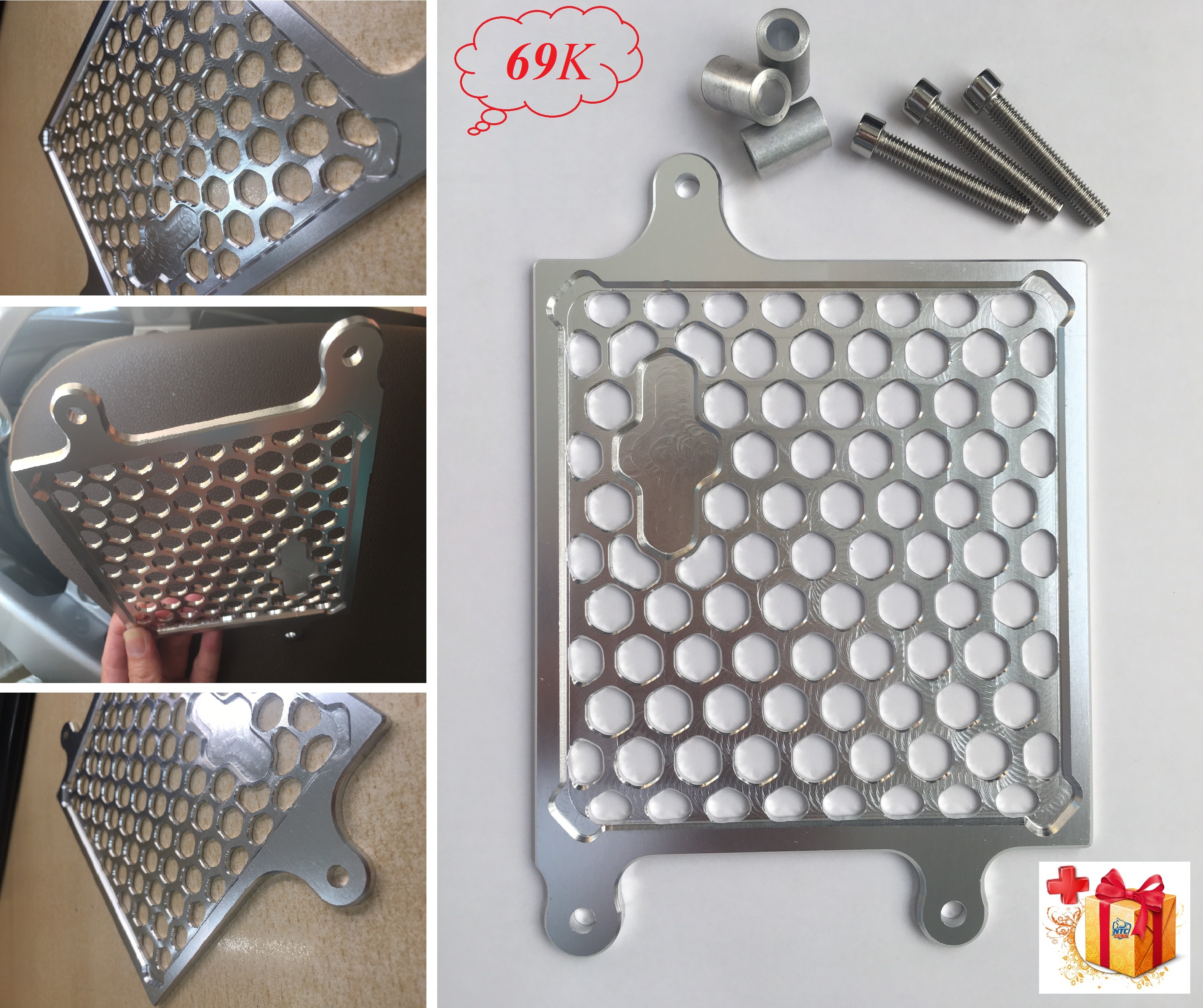 [HCM]Che két nước Vario / AB / Click / Lead 125 (tặng kèm bộ canh ốc vít) nhôm cnc 4ly dày cứng cáp 4 góc móc rãnh kiểu dáng tổ ong
