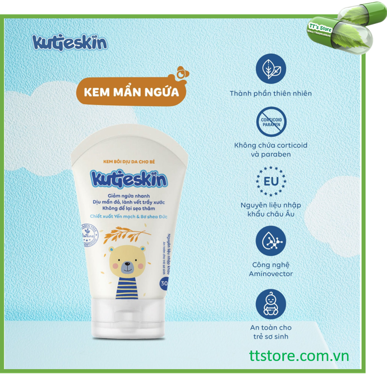 [HCM]Kem bôi ngứa dịu da hăm tả KUTIESKIN cho bé [kutiskin cutieskin kutiekin kem em bé atoskin]