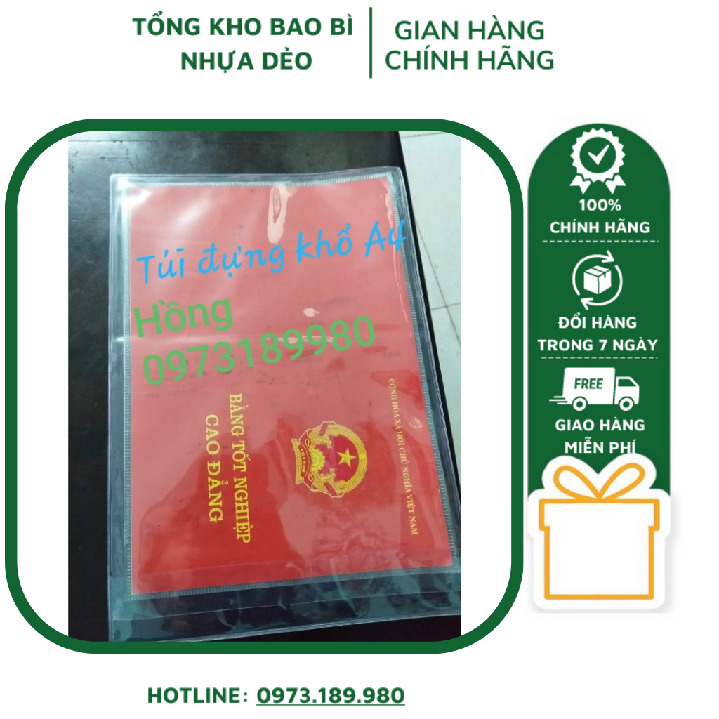 Túi nhựa đựng giấy khai sinh combo 20 cái túi đựng giấy khai sinh khổ a4